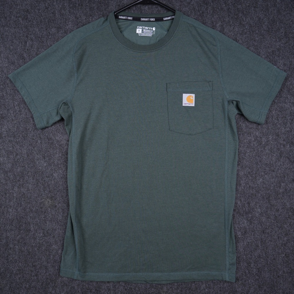 Carhartt Force Relaxed Fit T-Shirt Men Small Green Excellent Pocket Tee